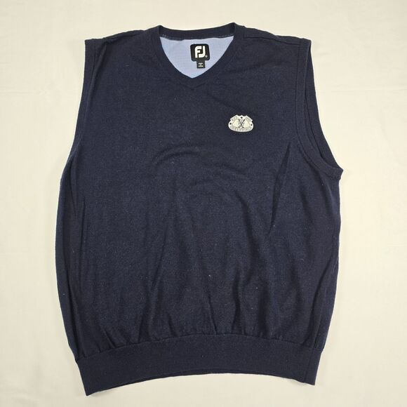 FootJoy Men's Blue Solid Wool FJ Vest Golf Preppy Stretch Adult Size L - Picture 1 of 9